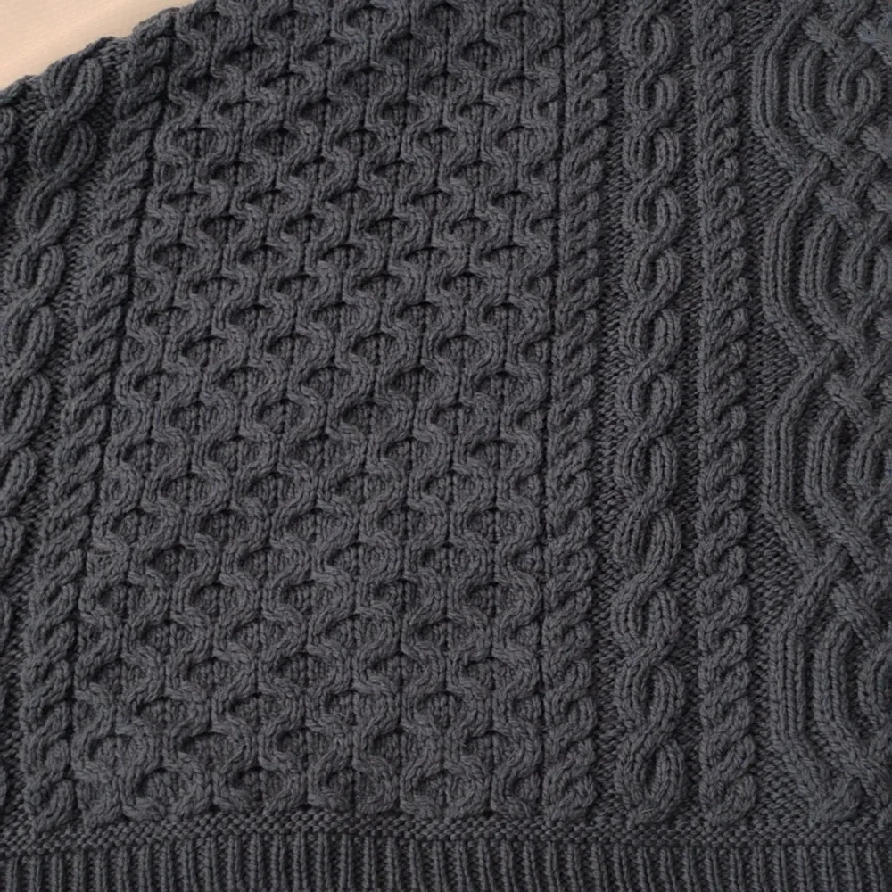 Aran Crafts Ireland Mallard Blue Cable Knit Merino Wool Cowl Poncho Sweater - 10 - Picture 8 of 10
